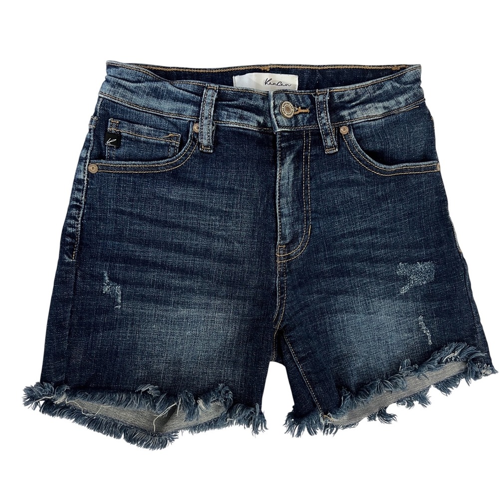 KanCan Women Distressed Cut Off Jean Denim Shorts Dark Wash  Size Small